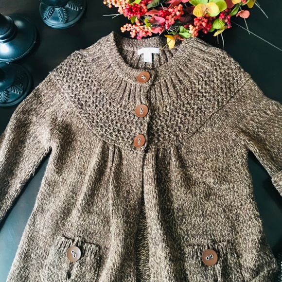 DRESSBARN, Brown Chunky Knit Sweater, 3/4 sleeves - Picture 1 of 8